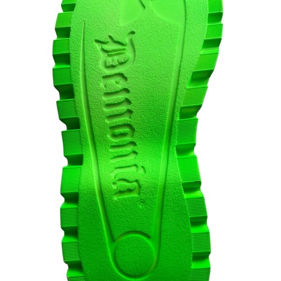 Demonia Slacker 52 Platform Combat Boots Womens Size 9 Black Neon Green Patent - Picture 8 of 9